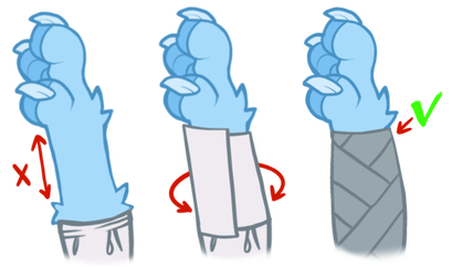 Covering exposed wrist skin with paper towel or plastic before taping